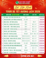 Lịch khởi hành tour tết 2026 - tour xe