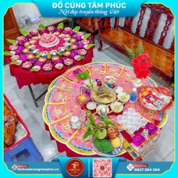 Mâm cúng mụ tone hồng – lời chúc dịu dàng dành cho bé gái