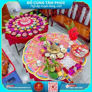 Mâm cúng mụ tone hồng – lời chúc dịu dàng dành cho bé gái