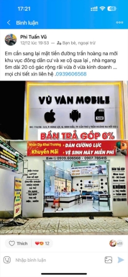 Mặt bằng đẹp – giá tốt  – chính chủ cần sang nhanh mặt bằng tại 112/32 , trần