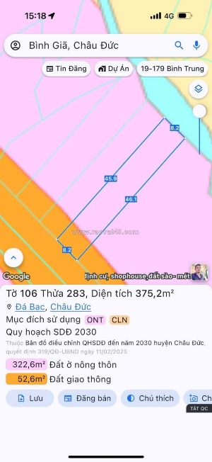 Mặt tiền bình giã đá bạc đất thuộc đá bạc nay là xã nghĩa thành tphcm.15x45.