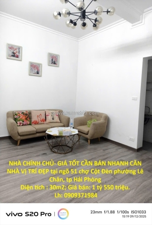 Nhà chính chủ- giá tốt cần bán nhanh căn nhà vị trí đẹp tại quận lê chân, tp