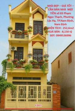 Nhà đẹp – giá tốt –cần bán nhà  mặt tiền số 83 phạm ngọc thạch, phường lộc hạ,