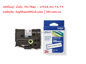 Nhãn in brother tze-261 – 36mm x 8m – chữ đen nền trắng