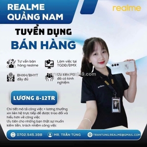 Realme tuyển nv tư vấn bán hàng - đi làm ngay