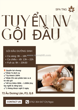 Spa tng –tuyển nhân viên gội đầu dưỡng sinh