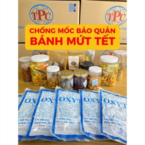 Tại sao bánh kẹo, mứt tết dễ mốc? do chưa dùng gói hút oxy oxytoc!