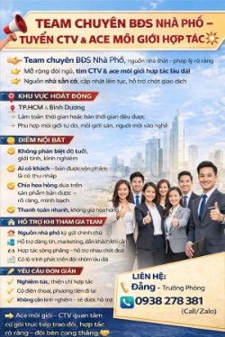 Team chuyên bđs nhà phố – tuyển ctv & ace môi giới hợp tác
