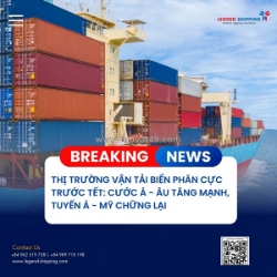 Thị trường vận tải biển phân cực trước tết: cước á - âu tăng mạnh, tuyến á - mỹ chững lại