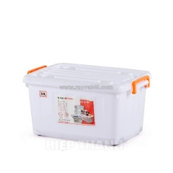 Thùng nhựa trắng 30 lít có nắp & bánh xe – hàng việt nam chất lượng cao