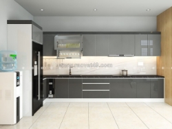 Tủ bếp acrylic chữ l bóng đẹp, chống trầy giá xưởng