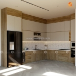 Tủ bếp gỗ công nghiệp mdf chữ l hiện đại tiện nghi