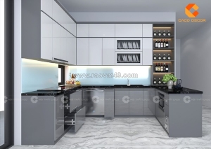 Tủ bếp gỗ công nghiệp mdf phủ melamine chữ u