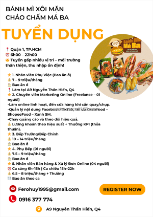 Tuyển dụng – bánh mì xôi mặn chảo chấm má ba