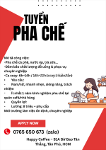 Tuyển gấp pha chế có kinh nghiệm - tân phú