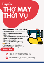 Tuyển gấp thợ may thời vụ – đi làm ngay gần ngã ba chú sang – cầu chợ gạo cũ