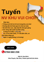 Tuyển nhân viên khu vui chơi – tân phú