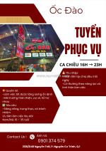 Tuyển nhân viên phục vụ – ca chiều 16h → 23h