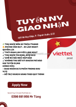 Viettel post tuyển nhân viên giao nhận làm toàn thời gian hoặc bán thời gian