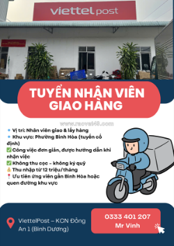 Viettelpost – kcn đồng an 1 tuyển nv giao hàng