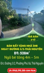 Bán đất tặng nhà shr ngay đường 3/2-thái nguyên.