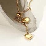 Dây chuyền cổ vàng k hai mặt trái tim