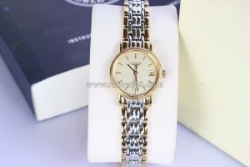 Đồng hồ nữ : longines presence l4.220.2.32.7 – demi vàng, dây thép, lướt siêu đẹp