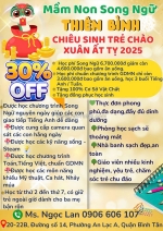 Mầm non song ngữ thiên bình - quận bình tân - chiêu sinh trẻ từ  tháng đến 5 tuổi - ưu đãi hấp dẫn 2025