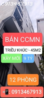 🔥 bán ccmn tuyệt phẩm triều khúc – 45m² – mt 7.2m – 8 tầng – 12 phòng – dòng