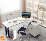 Bàn làm việc gỗ mdf với thiết kế chữ l hiện đại