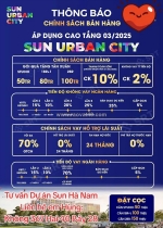 💥dự án sun urban city hà nam. 
chính sách sản phẩm thấp tầng ,cao tầng dự án