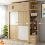 Tủ quần áo cửa lùa gỗ mdf phong cách tối giản