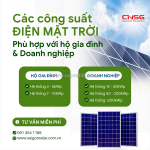Các công suất lắp điện mặt trời phù hợp với hộ gia đình và doanh nghiệp
