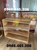 Giá để đồ chơi và học liệu mầm non, kệ gỗ 3 tầng mầm non