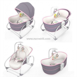 Nôi rung bập bênh kiêm nôi xách tay và giường ngủ 5 trong 1 mastela ( màu hồng )