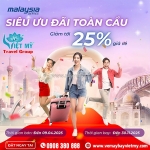 Siêu ưu đãi toàn cầu giảm đến 25% hãng malaysia airlines