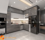 Tủ bếp acrylic bóng gương, sang trọng, bền đẹp