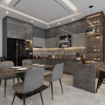 Tủ bếp an cường phủ acrylic chữ u ..