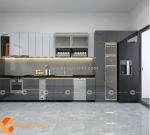 Tủ bếp gỗ mdf an cường phủ acrylic