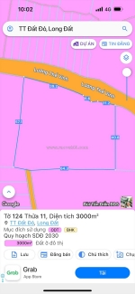 Bán lô đất 3.000m² mặt tiền đường lương thế vinh thị trấn đất đỏ, huyện long đất