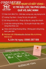 Chính chủ cần bán lô đất 2 mặt tiền đẹp thôn an trạch, phù lãng, quế võ, bắc