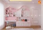 Combo phòng ngủ trẻ em màu hồng đẹp mắt dễ thương
