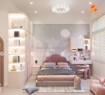 Combo phòng ngủ trẻ em tone hồng nhạt cho bé gái