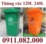 Giảm giá thùng rác nắp kín tại long an, thùng rác 120l 240l 660l màu xanh giá rẻ- lh 0911082000
