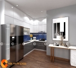 Tủ bếp mdf phủ acrylic an cường hiện đại