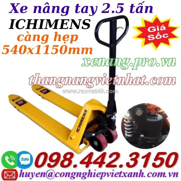 Xe nâng tay 2.5 tấn càng hẹp xt540-1150-2.5t ichimens