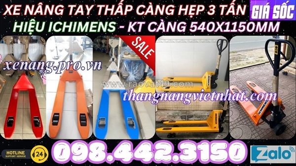 Xe nâng tay 3 tấn càng hẹp xt540-1150-3t ichimens