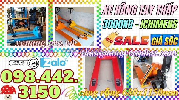 Xe nâng tay 3 tấn càng rộng xt680-1150-3t ichimens
