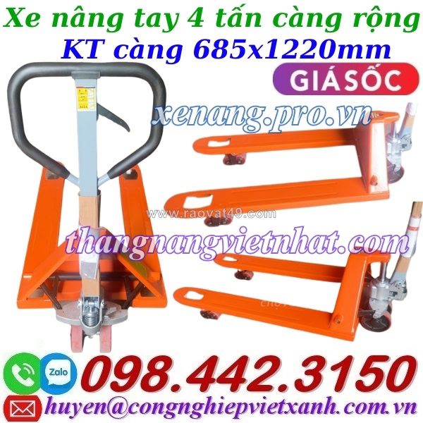Xe nâng tay 4 tấn càng rộng ac40m – niuli