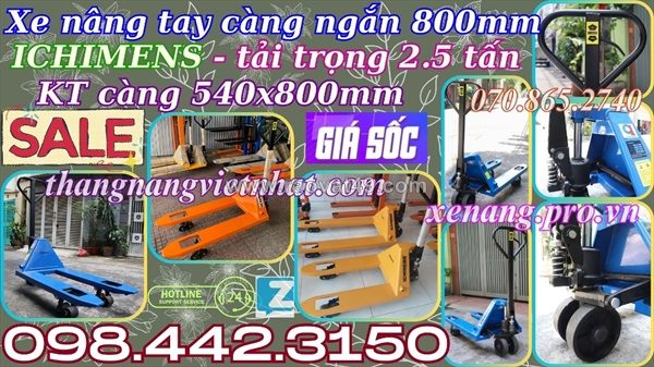 Xe nâng tay siêu ngắn 800mm xt540-800-2.5t ichimens